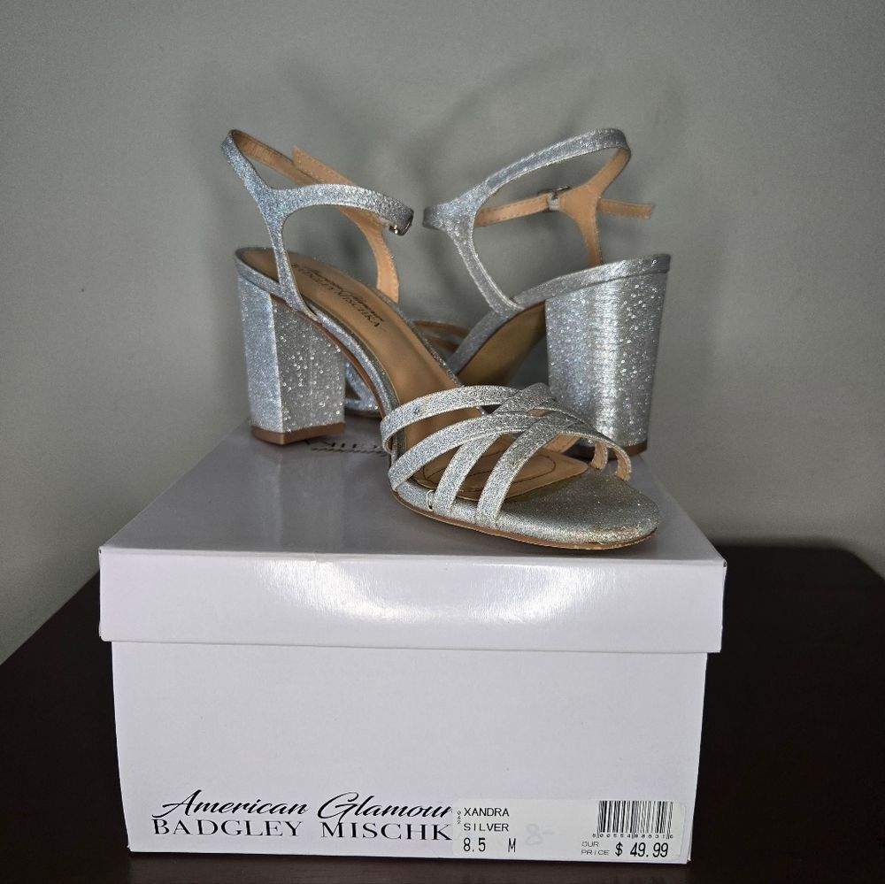 Silver Bridesmaid Heels Womens 8.5 Metallic Formal Party Wedding Shoes